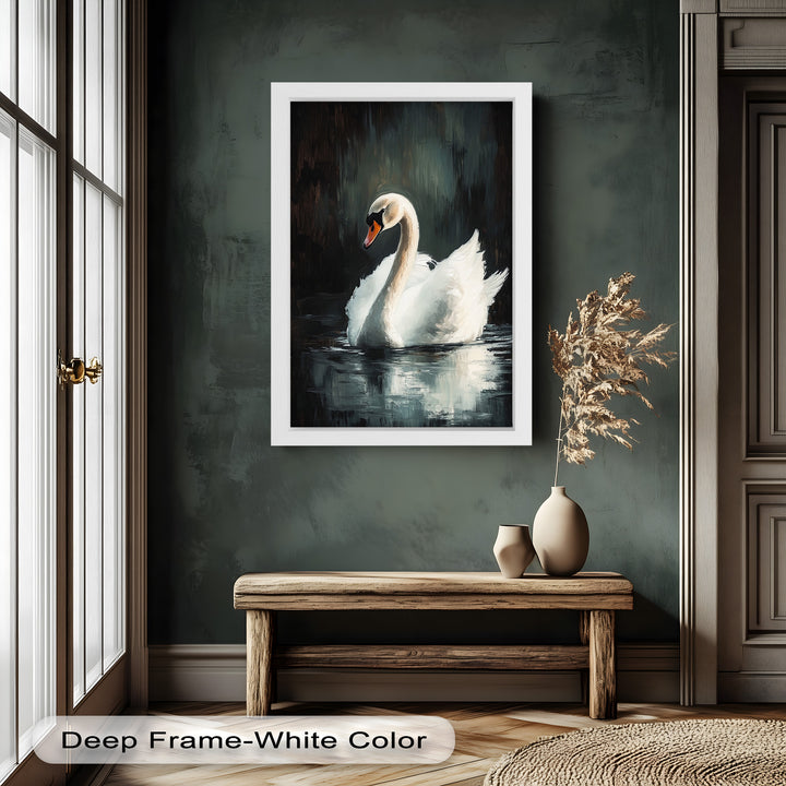 Solitary Grace – White Swan Oil Painting