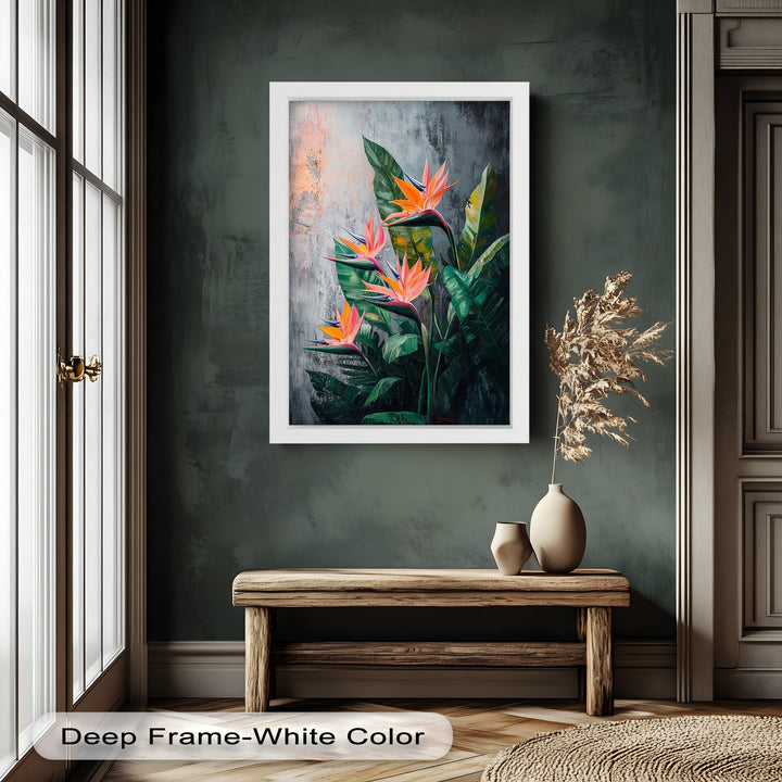 Tropical Flame – Bird of Paradise Botanical Oil Painting
