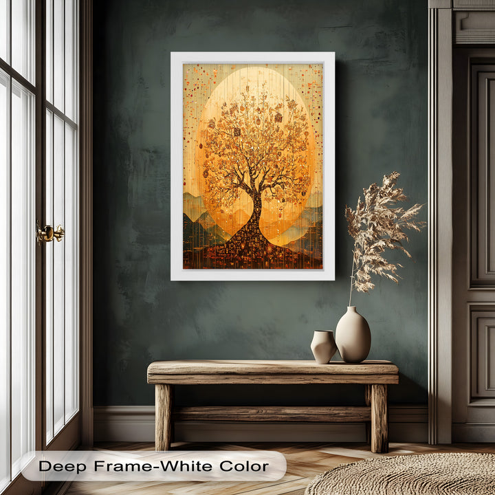 Tree of Light – Radiant Abstract Golden Tree Oil Painting