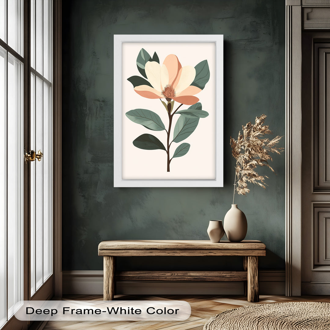 Minimal Magnolia – Elegantes botanisches Ölgemälde