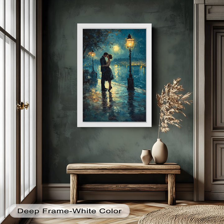 Romantic Couple Under Moonlight - Love Oil Painting