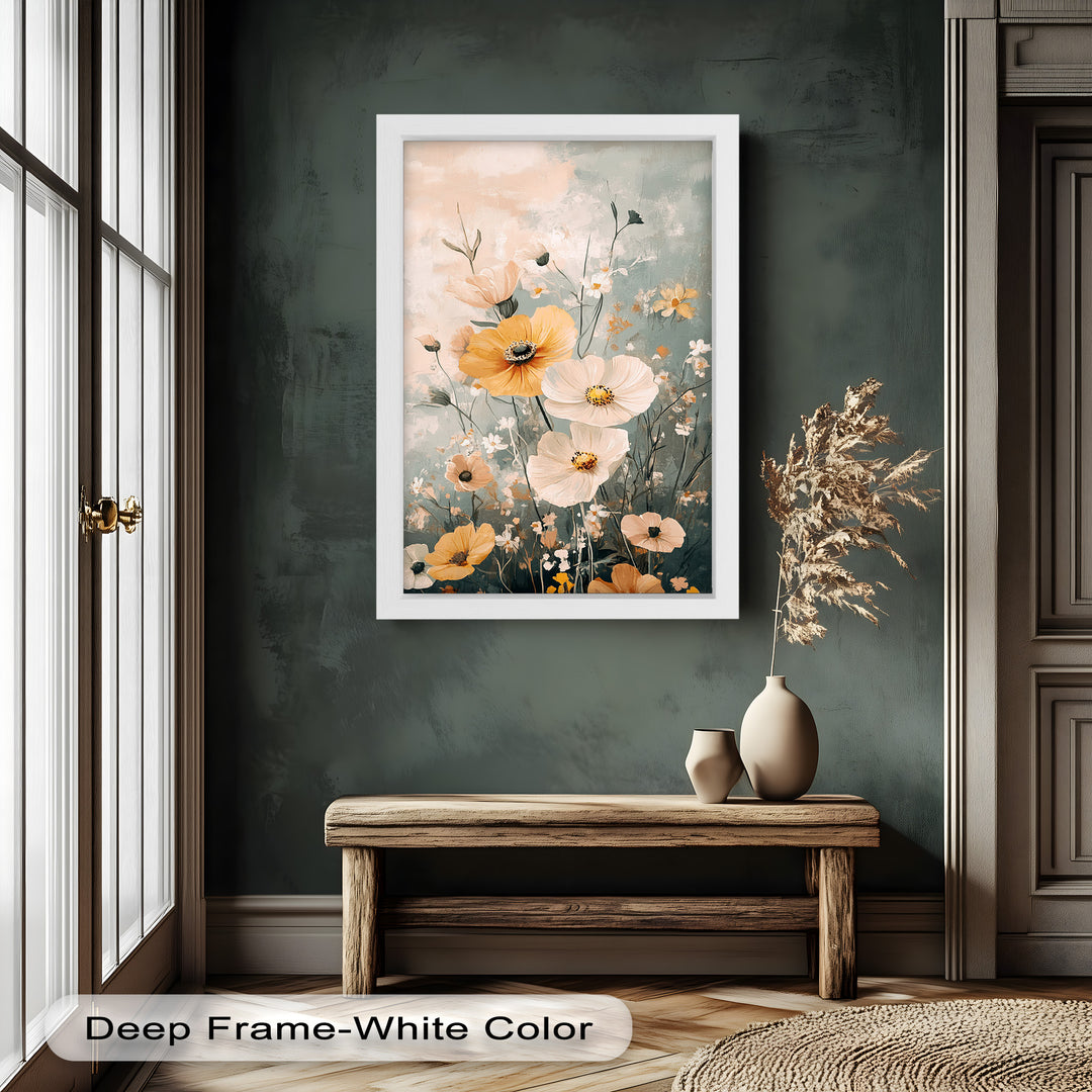 Golden Meadow Bloom - Boho Oil Painting