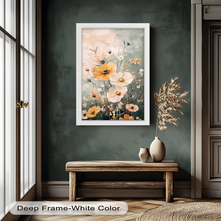 Golden Meadow Bloom - Boho Oil Painting