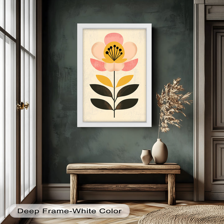 Mid-Century Bloom – Retro Floral Minimalist Wall Art Oil Painting