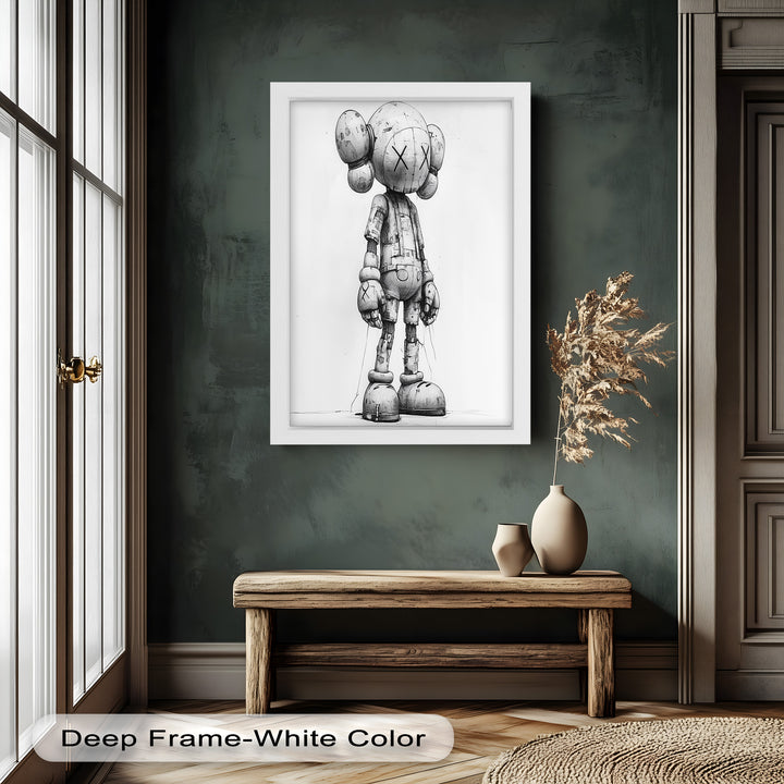 Timber Companion – Monochrome KAWS Oil Painting