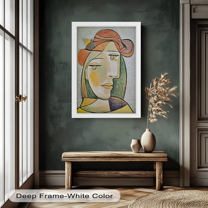 Soft Gaze of Solitude – Abstract Female Portrait Picasso Oil Painting
