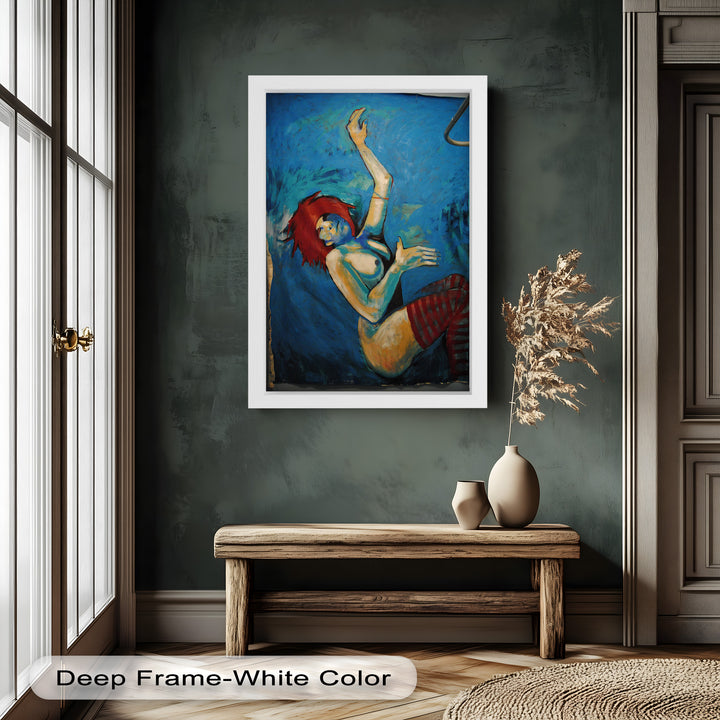 Descent in Blue – Expressionist Female Nude Picasso Oil Painting