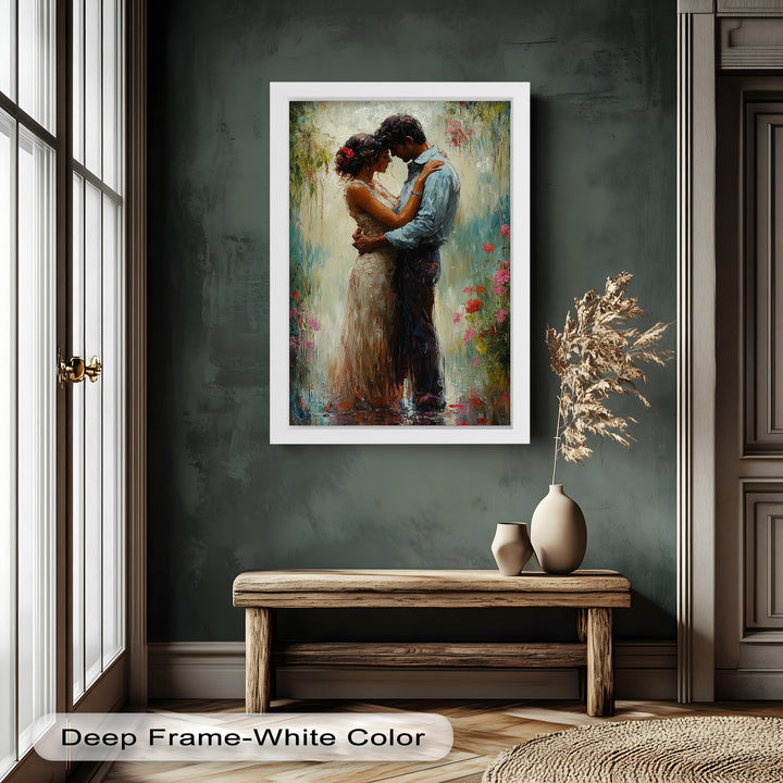 Romantic Couple Surrounded by Blooms - Love Oil Painting