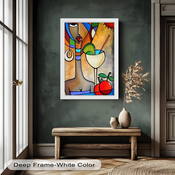 Tropical Gaze – Lebendiges Cocktail Muse Picasso Ölgemälde