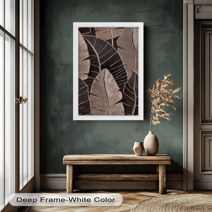 Tactile Tropics – Brown Leaf Composition Flower Oil Painting