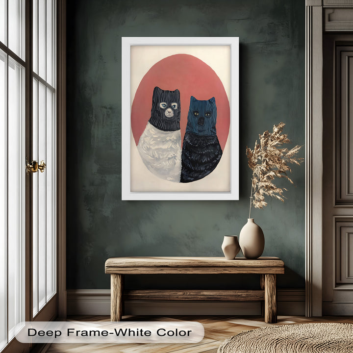 Masked Companions – Contemporary Cat Oil Painting