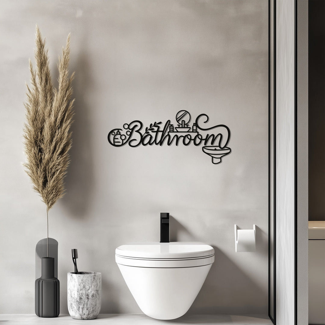 Luxury Bathroom Line Art – Modern Metal Wall Decor