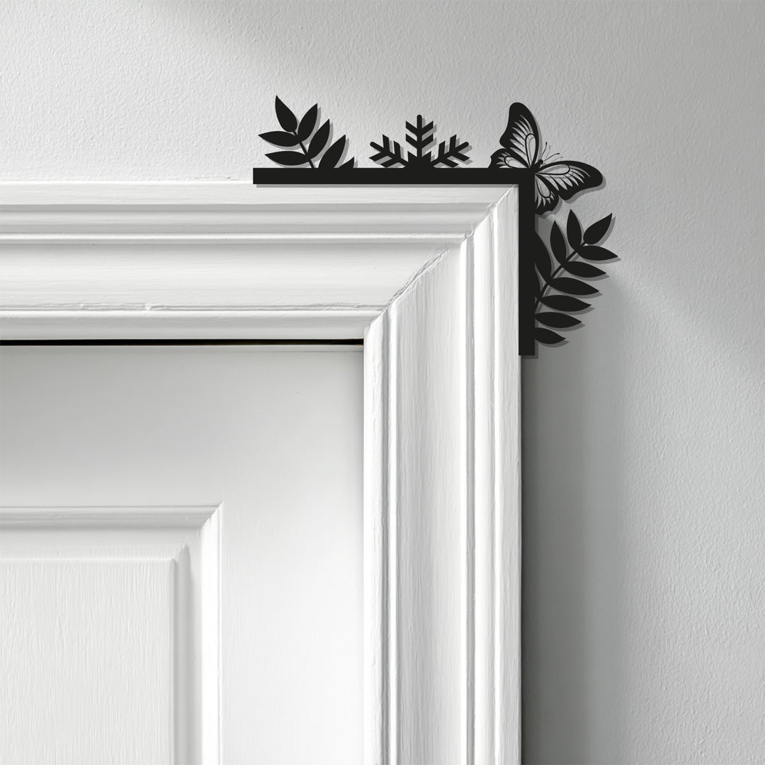 تناغم الطبيعة - ديكور معدني للمدفأة على شكل فراشة وورقة