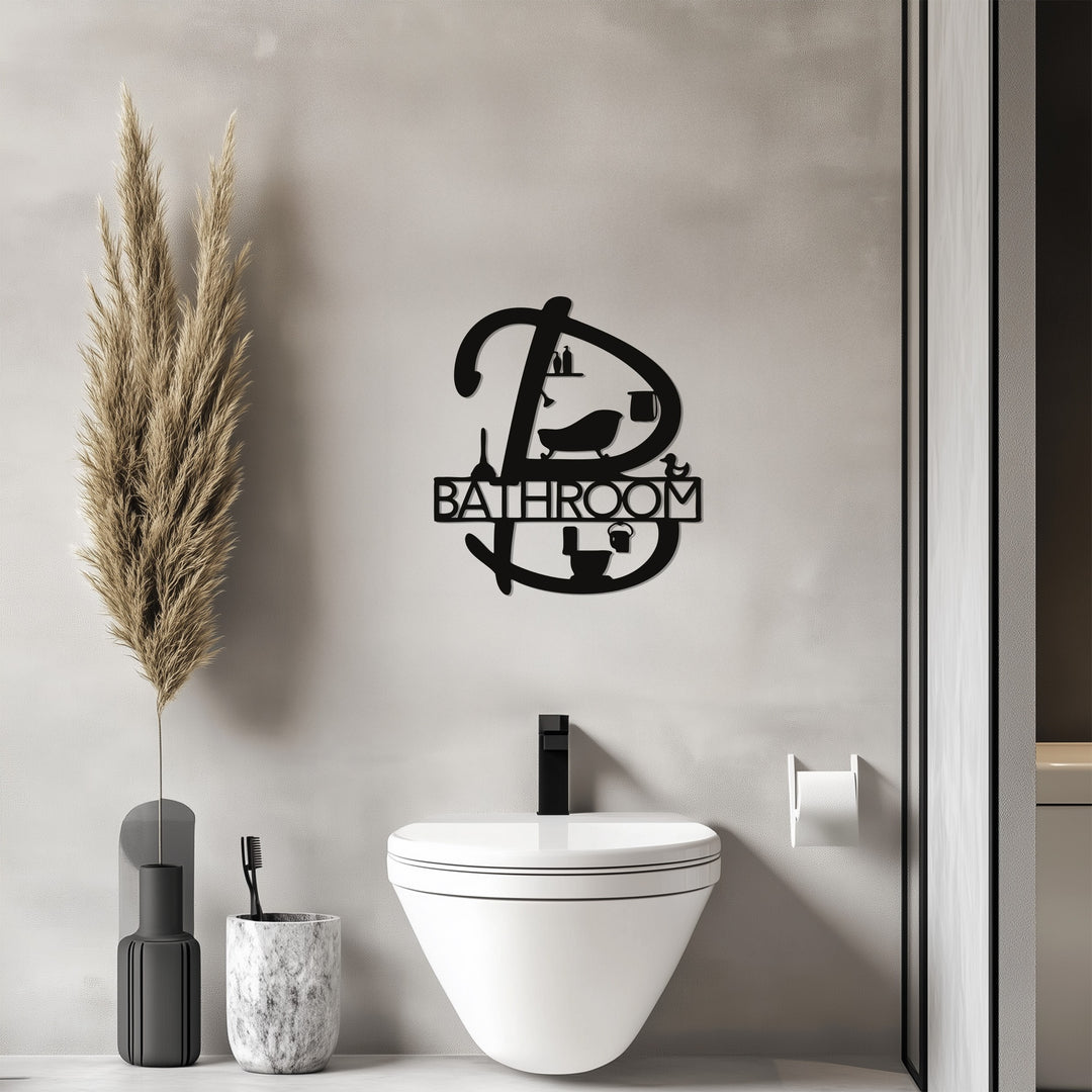 Elegant Letter B – Bathroom Metal Wall Art Sign