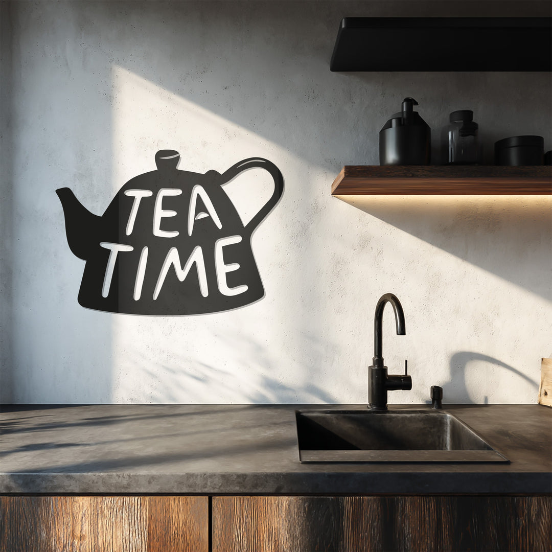 Tea Time Metal Wall Art – Modern Kitchen & Café Decor