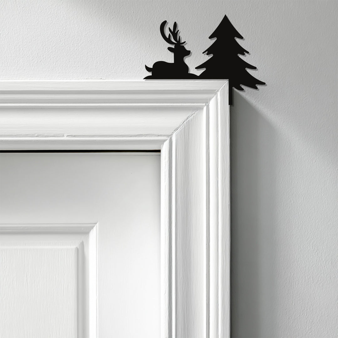 رنة صامتة وشجرة صنوبر - ديكور معدني للمدفأة لعيد الميلاد