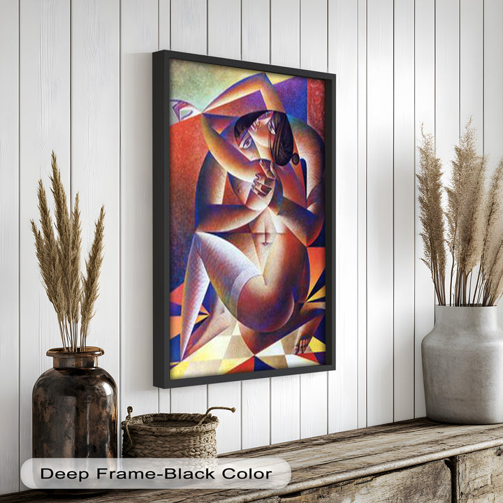 Entwined Forms – Abstract Lovers in Geometric Harmony Picasso Oil Painting