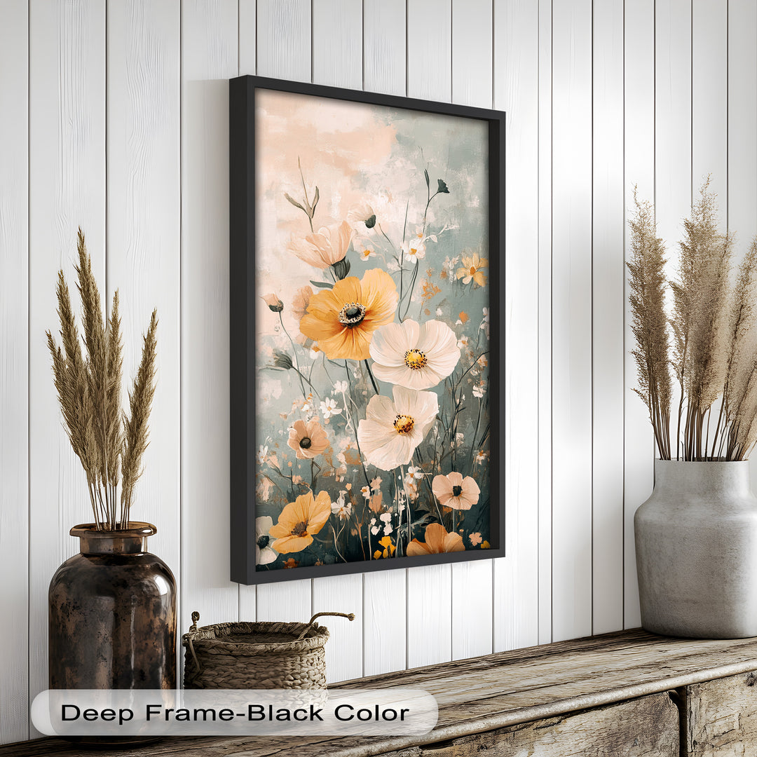 Golden Meadow Bloom - Boho Oil Painting