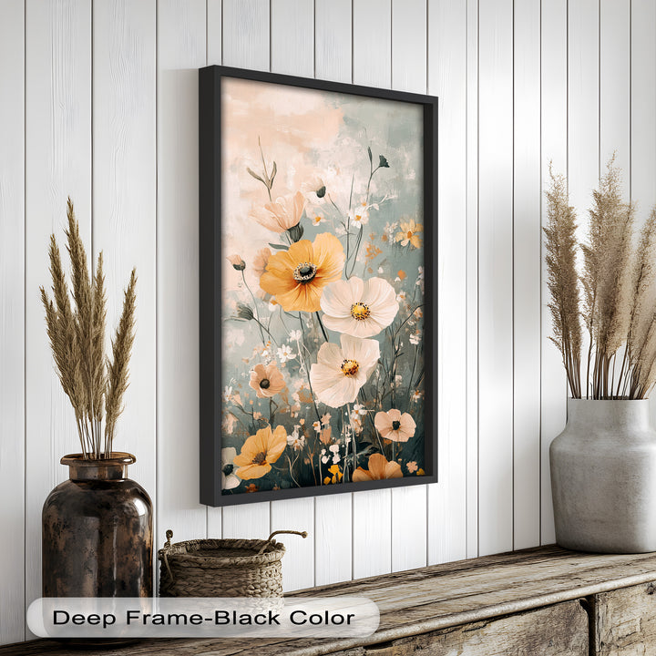 Golden Meadow Bloom - Boho Oil Painting