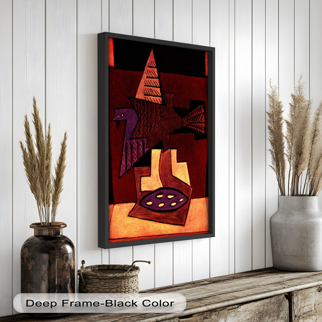 Geometric Bird Abstract Wall Art – Modern Cubist Oil Painting