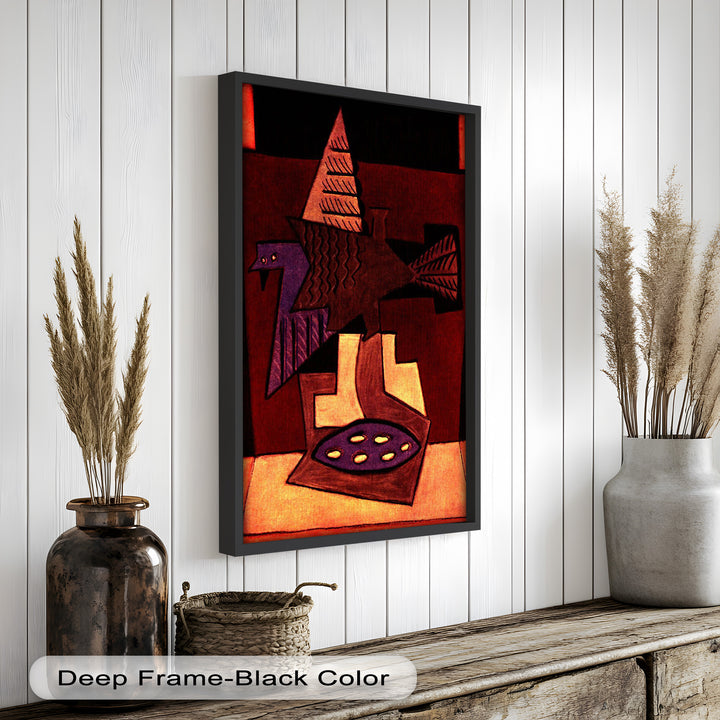 Geometric Bird Abstract Wall Art – Modern Cubist Oil Painting