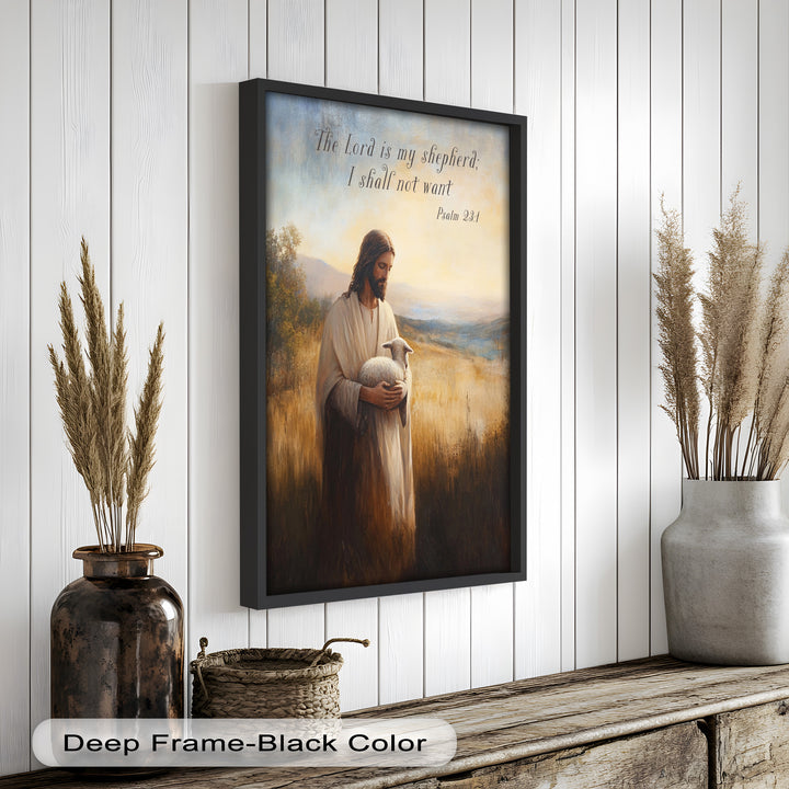 Psalm 23:1 – The Lord is My Shepherd Bible Verse Oil Painting