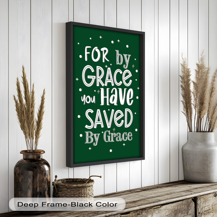 Saved by Grace – Christian Bible Verse Oil Painting