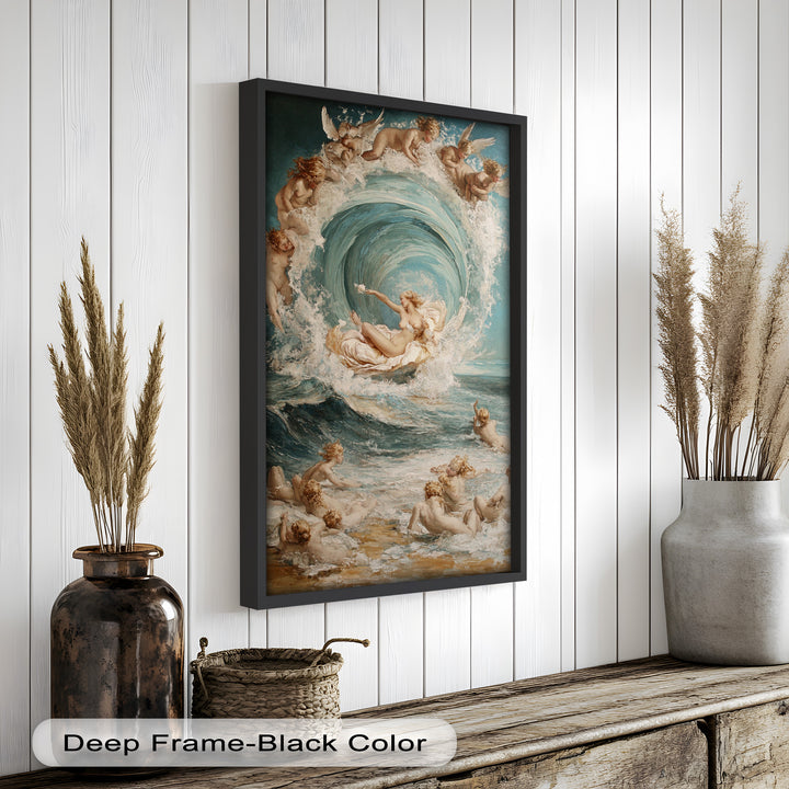 Birth of the Wave – Mythological Goddess and Cherubs Oil Painting