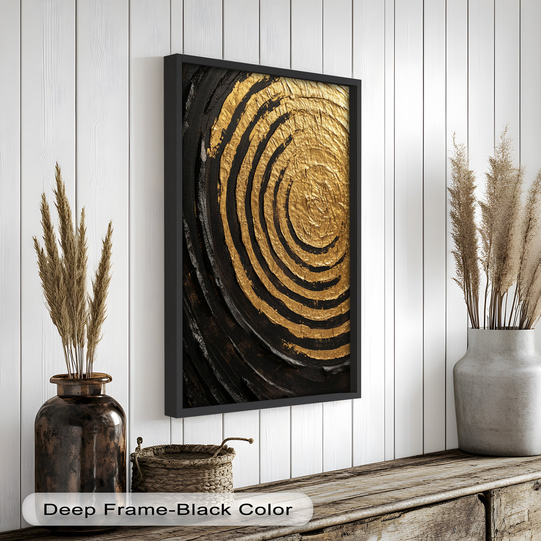 Golden Ripple Radiance – Luxuriöses abstraktes Ölgemälde