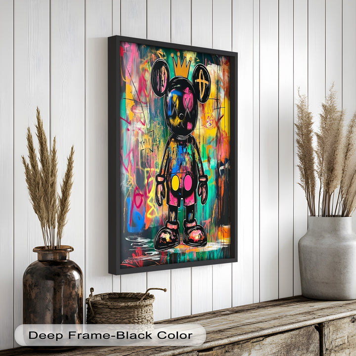 Crowned Chaos – Neon Royal KAWS Oil Painting