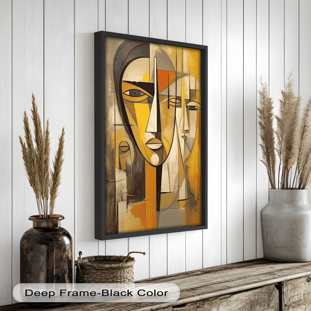 Amber Contours – Abstract Portrait Series in Picasso Oil Painting
