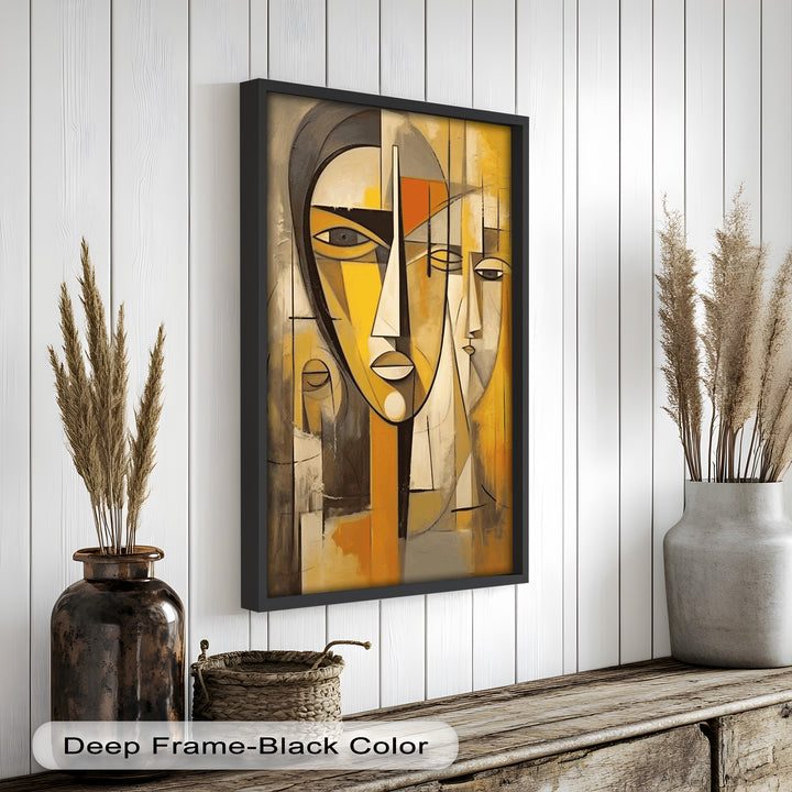 Amber Contours – Abstract Portrait Series in Picasso Oil Painting
