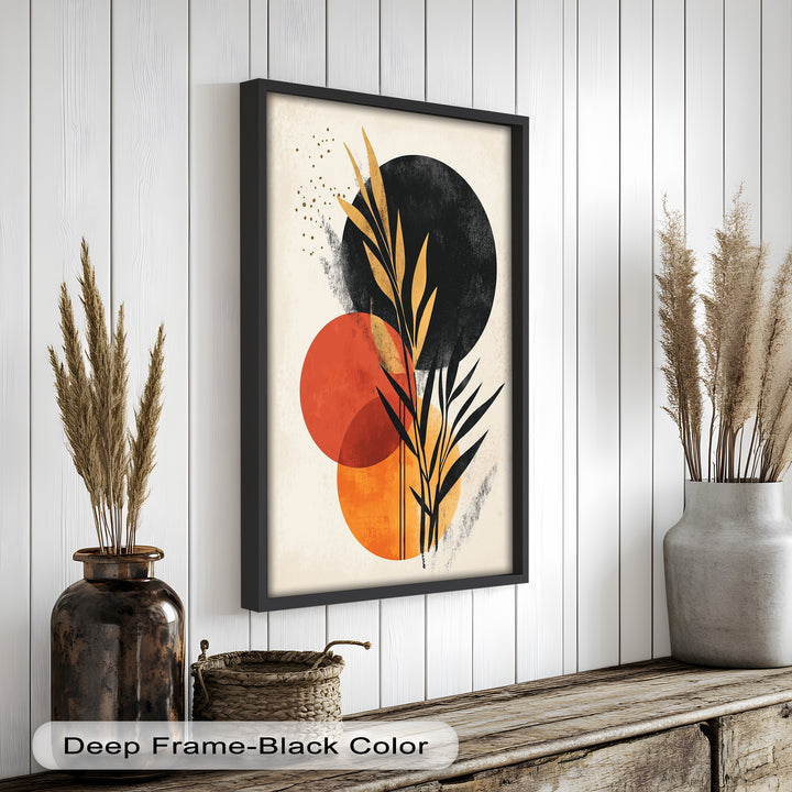 Golden Dusk – Modernes abstraktes botanisches Ölgemälde