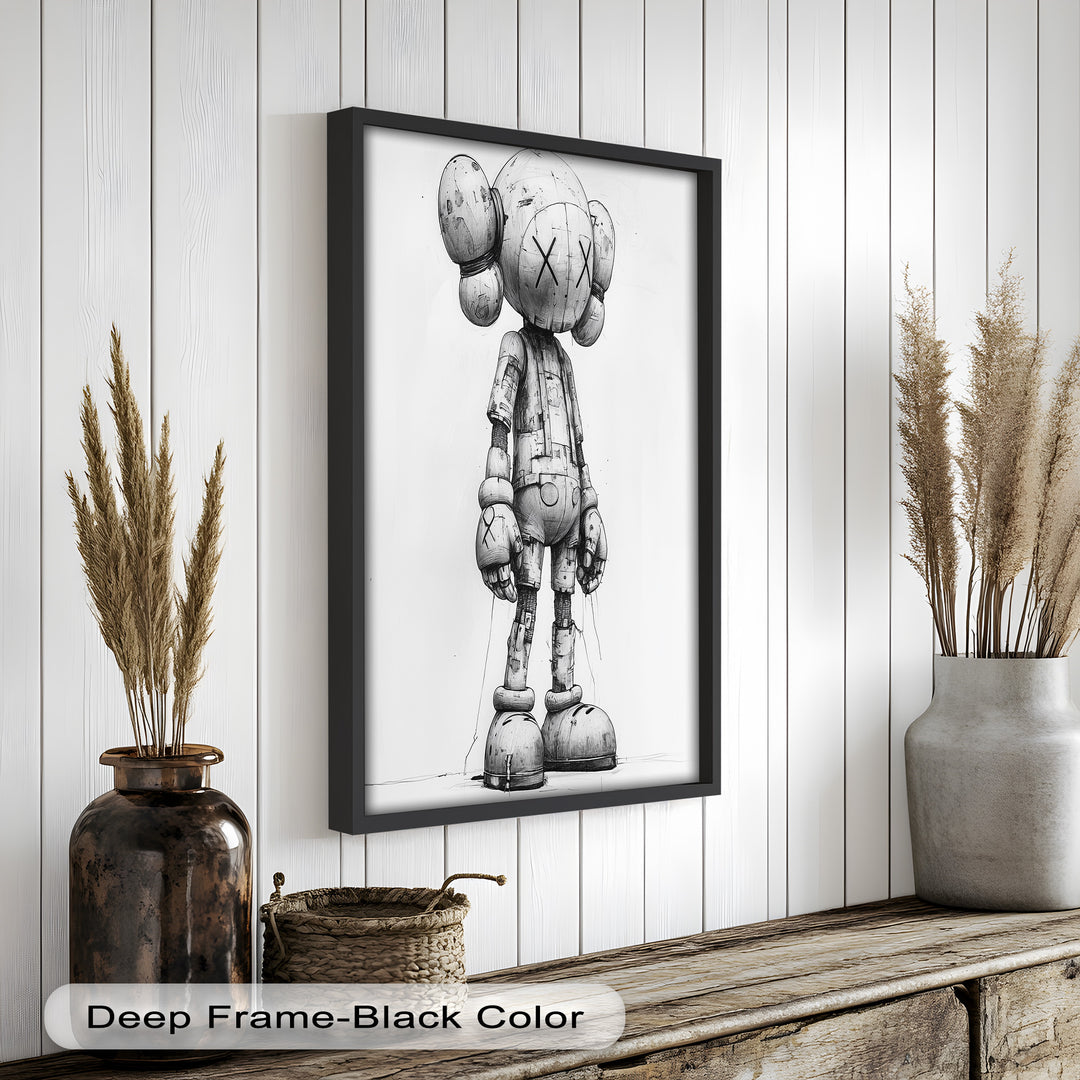 Timber Companion – Monochrome KAWS Oil Painting