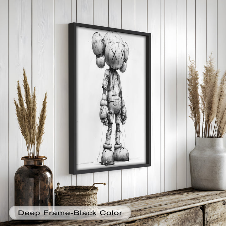 Timber Companion – Monochrome KAWS Oil Painting