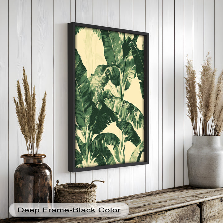 Bananenblatt-Botanische Kunst – Gerahmtes Ölgemälde