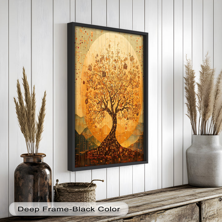 Tree of Light – Radiant Abstract Golden Tree Oil Painting