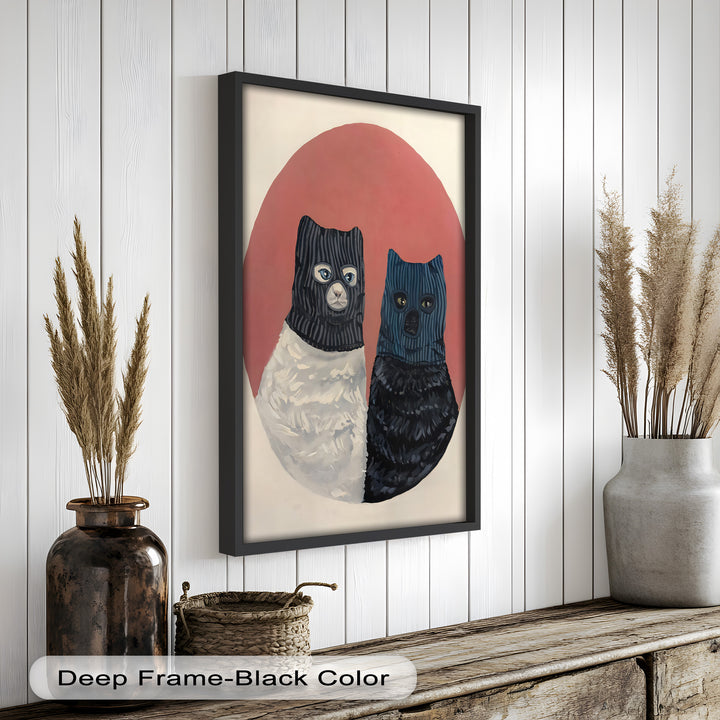 Masked Companions – Contemporary Cat Oil Painting