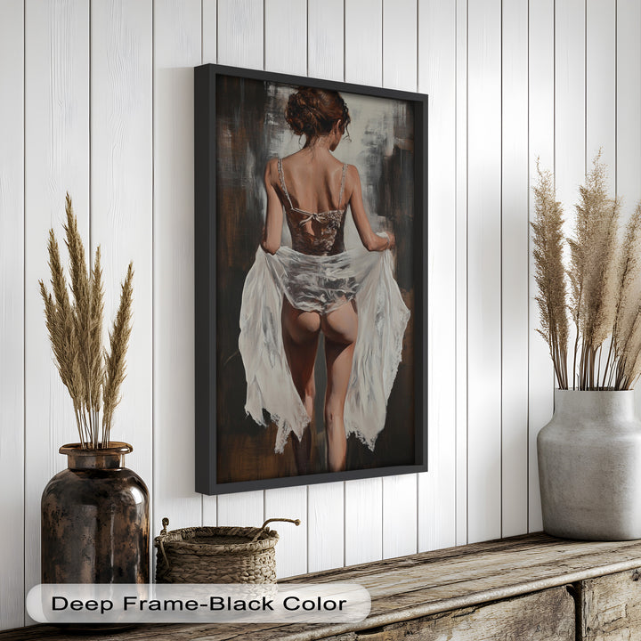 Soft Steps in Lace – Romantic Figurative Nude Oil Painting