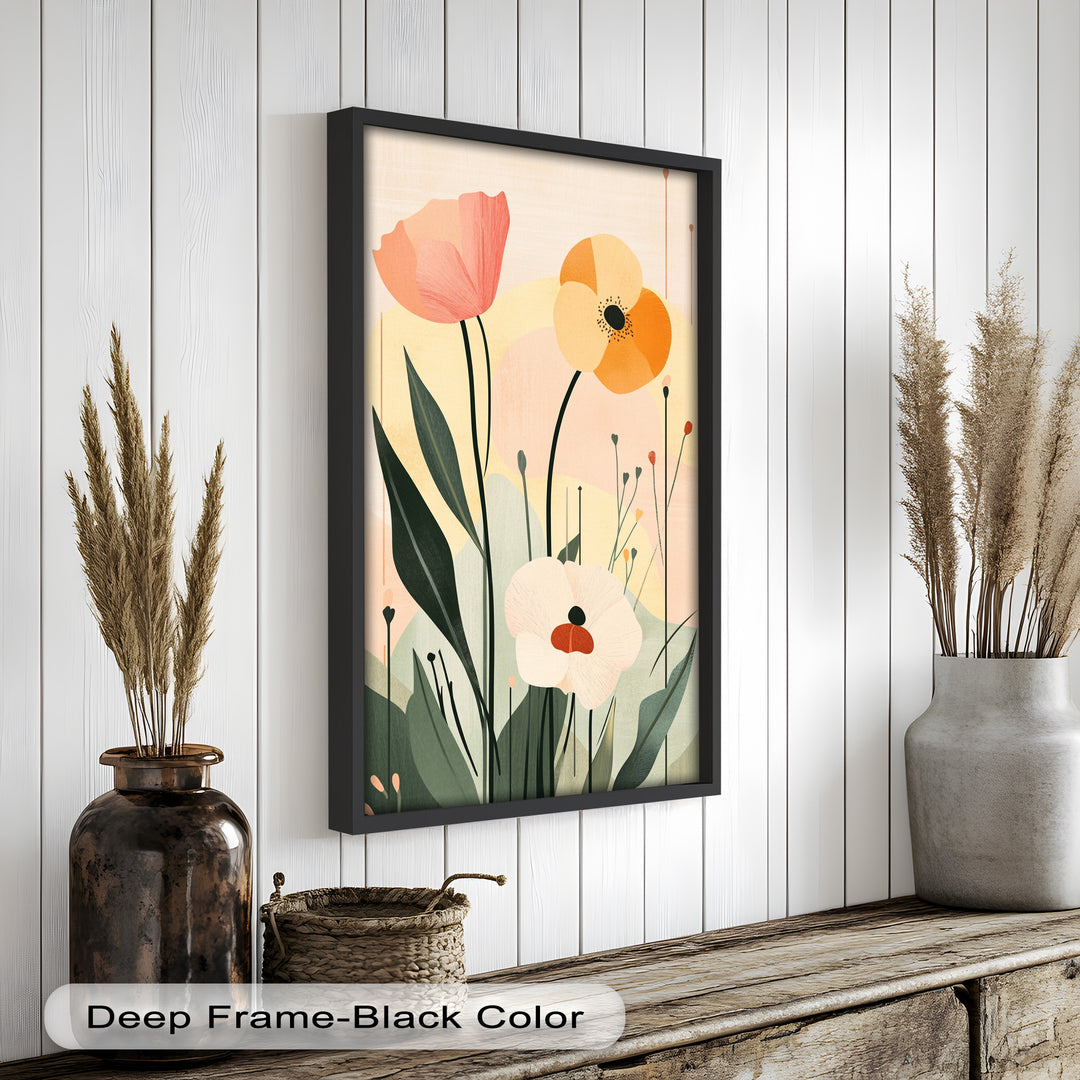 Sonnengeküsstes Trio – Minimalistisches florales Ölgemälde