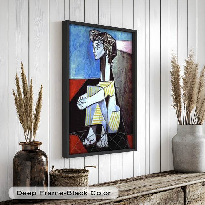 Seated Boy with Striped Garment – Picasso Oil Painting