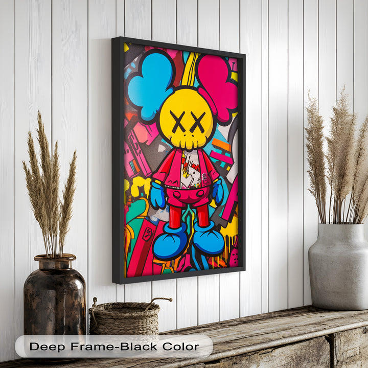 Neon Rebellion – KAWS Graffiti Ölgemälde