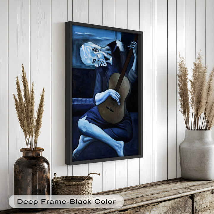 Melancholy Strings – Blue Period-Inspired Guitarist Oil Painting