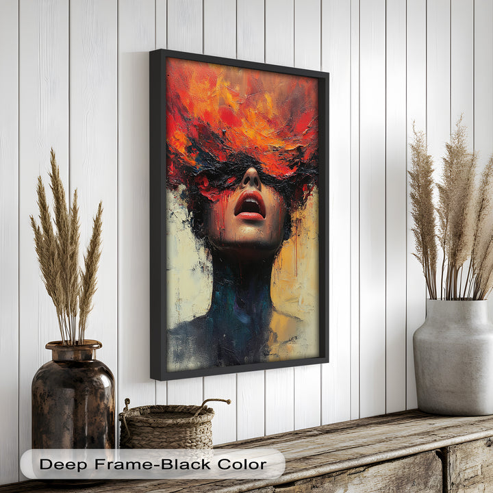 Inferno Within – Fiery Emotional Expression Abstract Oil Painting