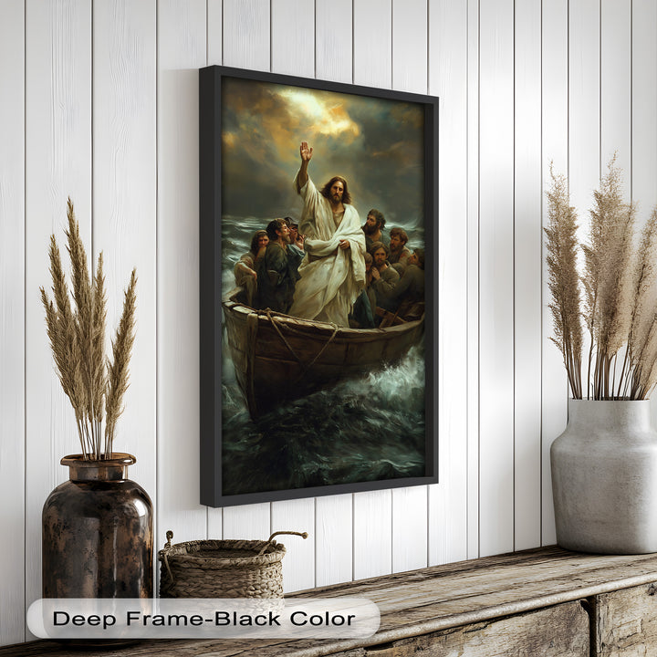 Jesus Calming the Storm Wall Art – Religious Oil Painting