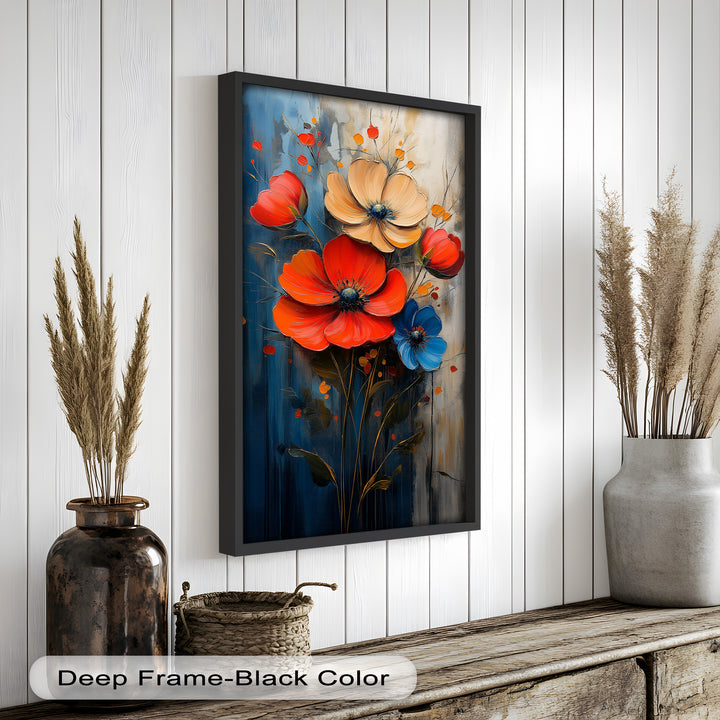 Colorburst Petals – Bold Poppy Bouquet Flower Oil Painting