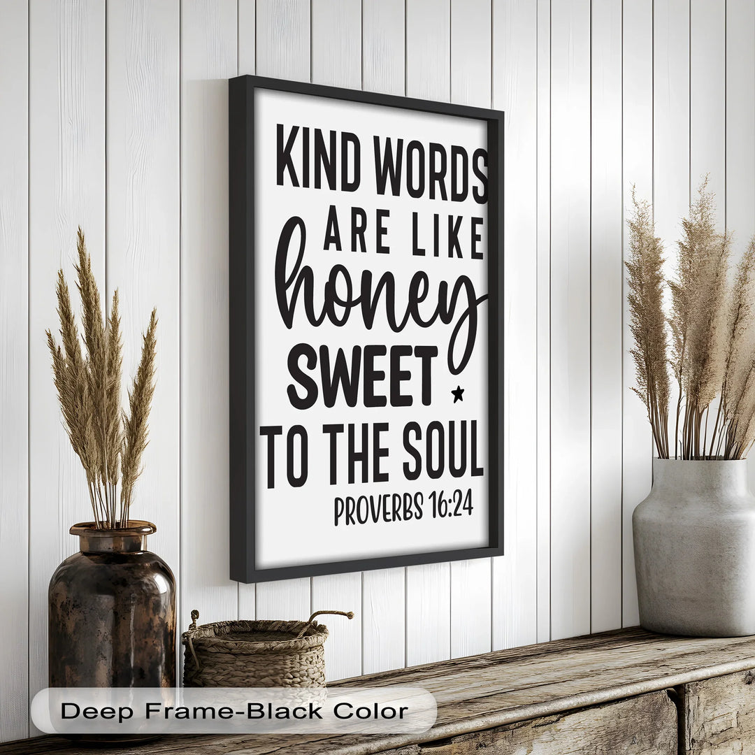 Elegant Bible Verse Oil Painting – Kindness & Honey Inspirational Quote
