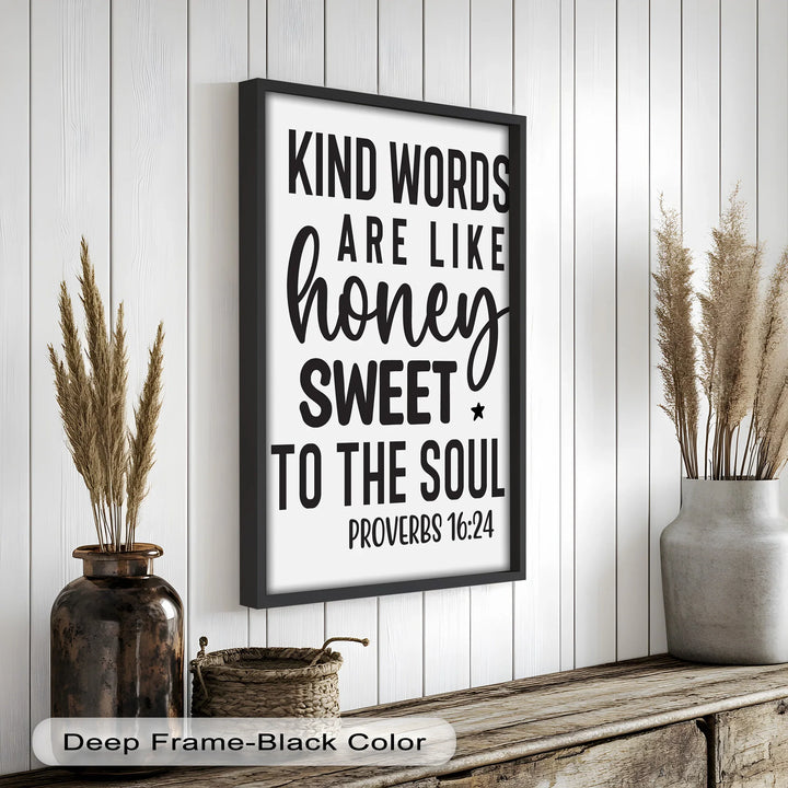 Elegant Bible Verse Oil Painting – Kindness & Honey Inspirational Quote
