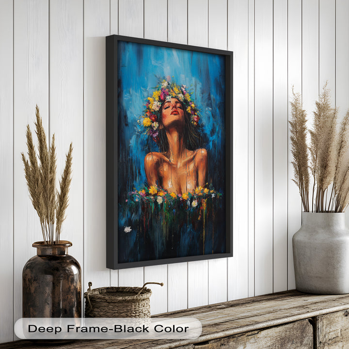 Floral Reverie – Ethereal Woman with Flower Crown Oil Painting