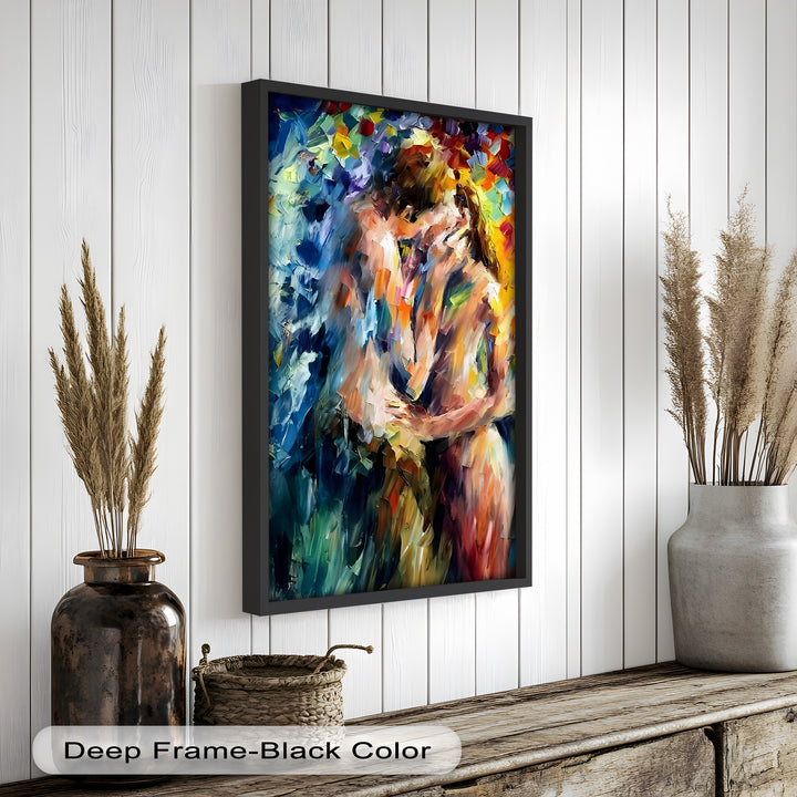 Ethereal Embrace – Abstract Lovers in a Burst of Color Oil Painting